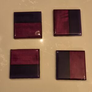 Handcrafted Wood Coasters Square Purple Heart Hardwood Resin Epoxy Set of 4